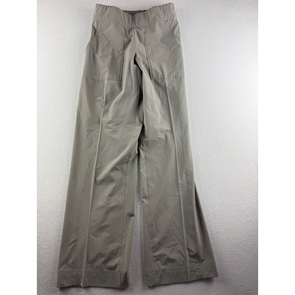 Athleta Brooklyn Wide Leg Pants Gray Green High Rise Pull On Size 0